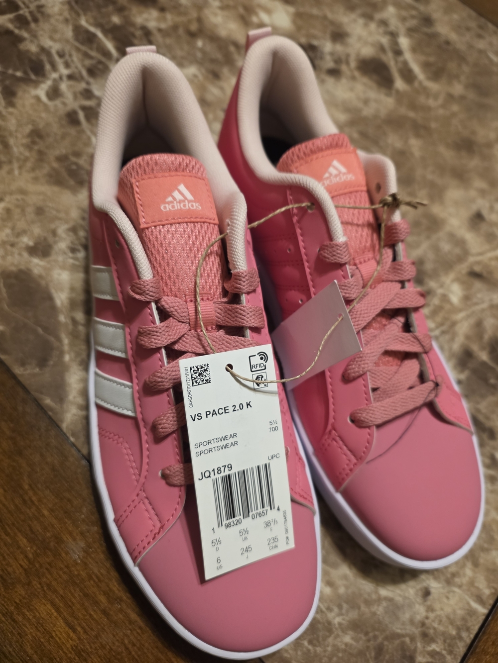 Adidas VS Pace 2.0 K Kids Pink Lace-Up Sneakers